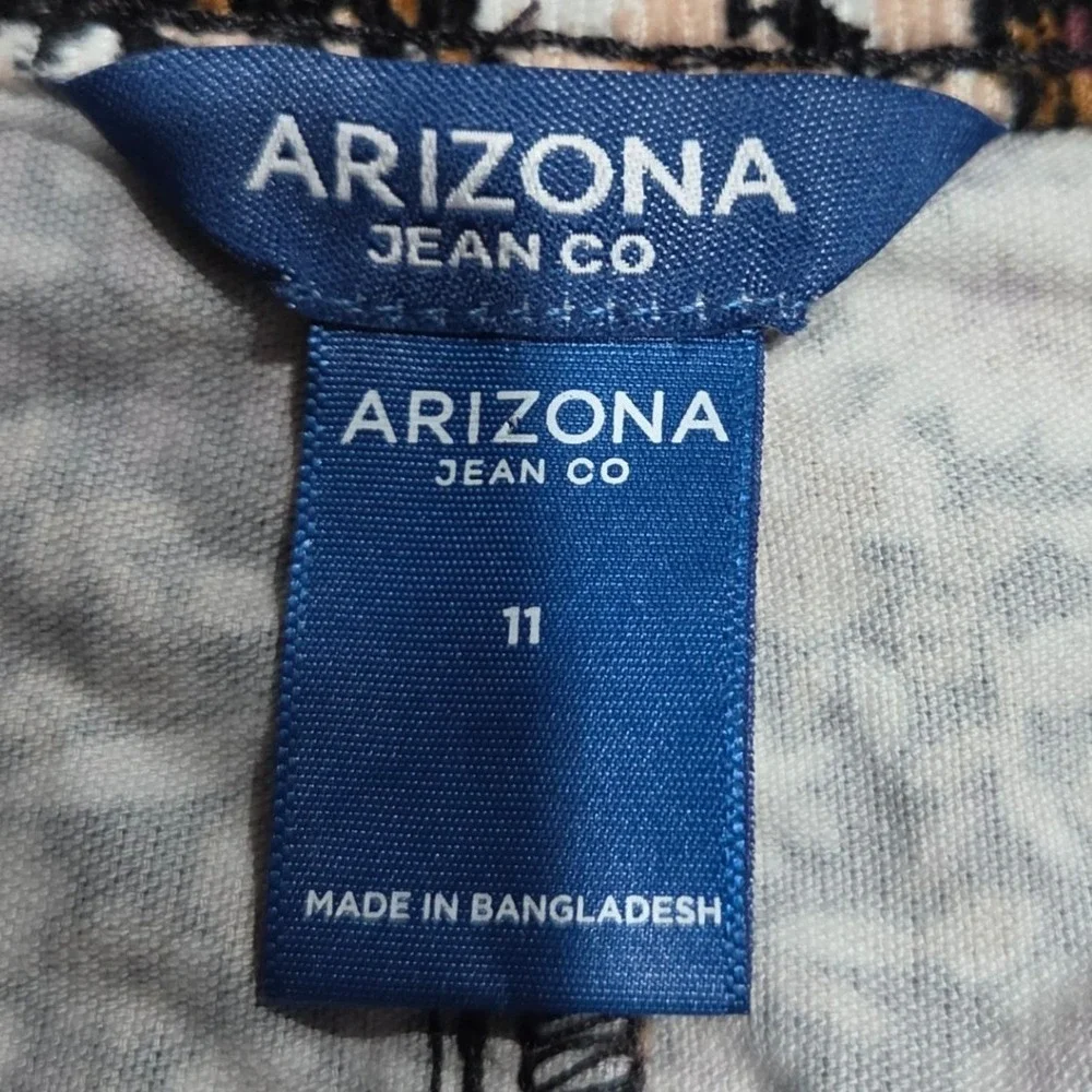 Arizona Jean Co Floral Corduroy Mini Skirt Front Zip Brown Tan Size 11
